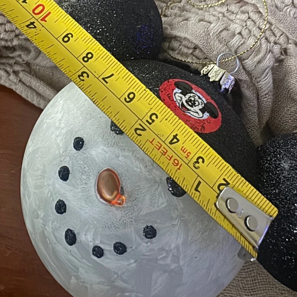 Disney Mickey Mouse Snowman Glass Ornament Glitter Frosted Holiday 2020 Preloved